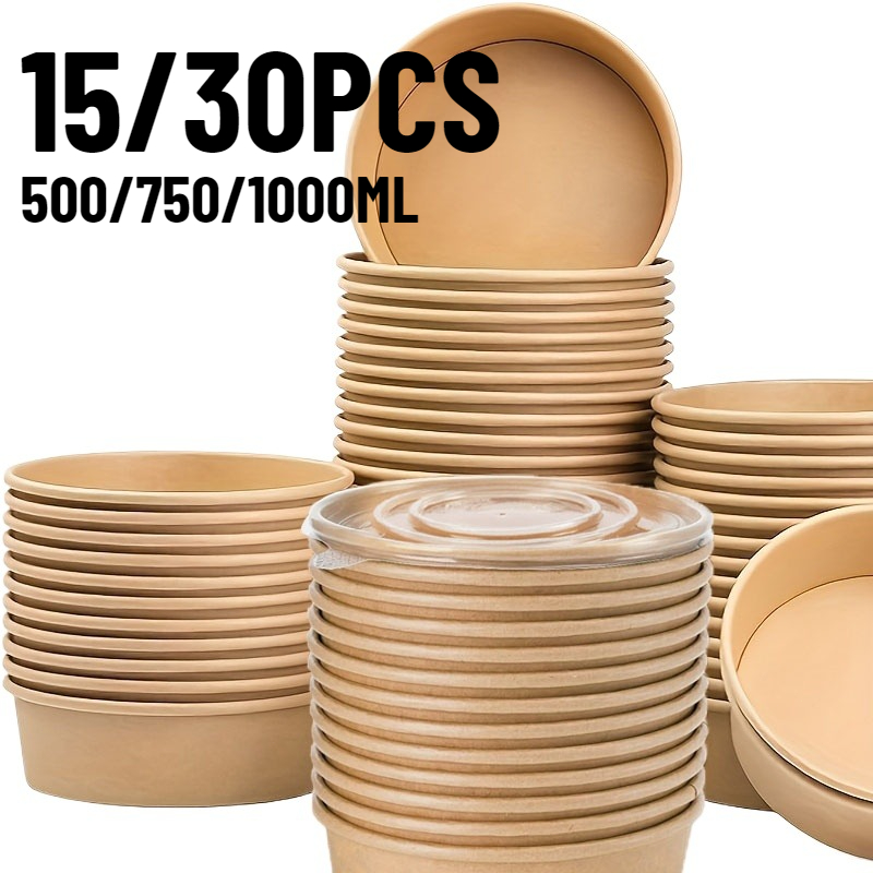 15/30PCS Kraft Paper Bowls Dis - Meal Prep Bowl 评论和价格