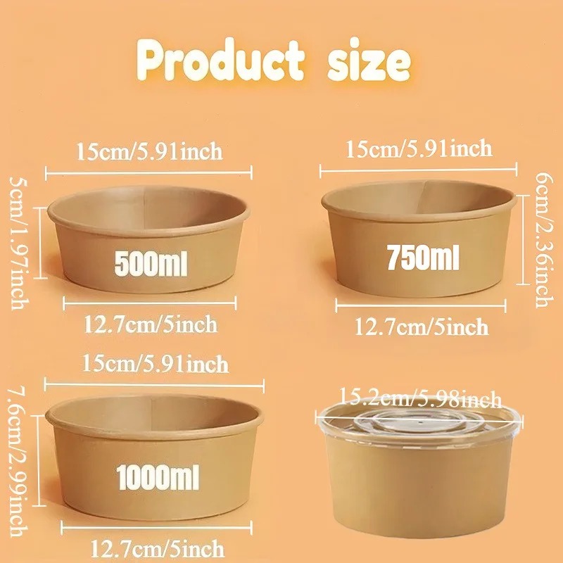 15/30PCS Kraft Paper Bowls Dis - Meal Prep Bowl 评论和价格